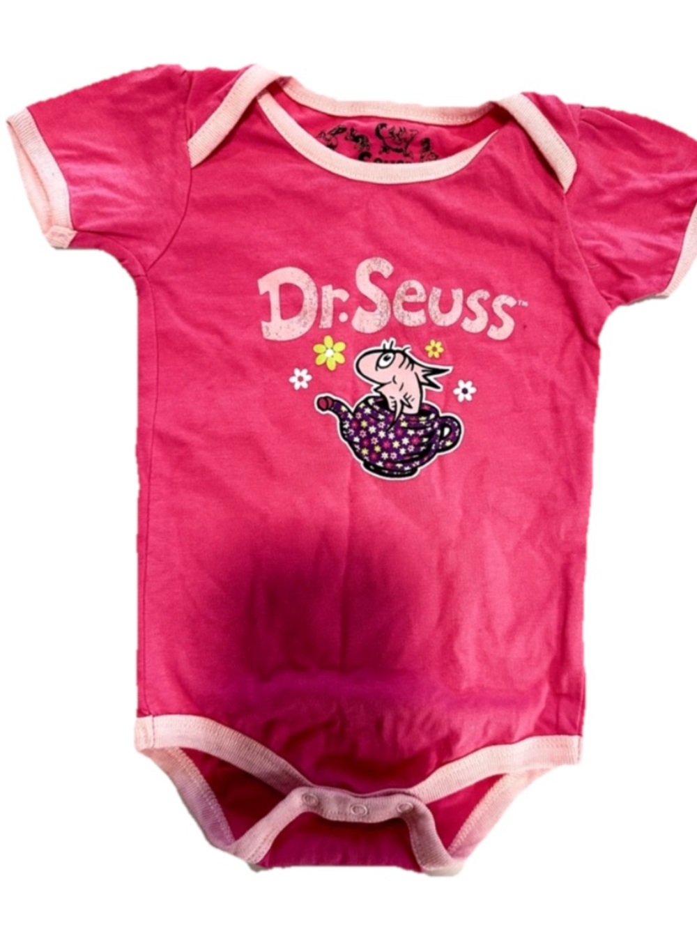 Dr. Seuss Bright Pink Baby One-Piece Bodysuit with Character Print